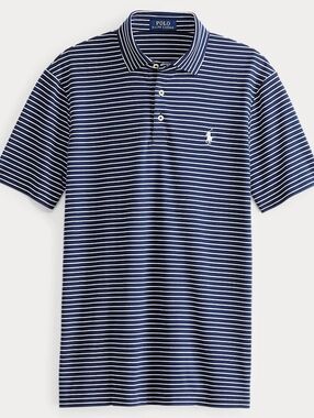 Men's Ralph Lauren Navy & White Striped Soft-Touch Polo Medium